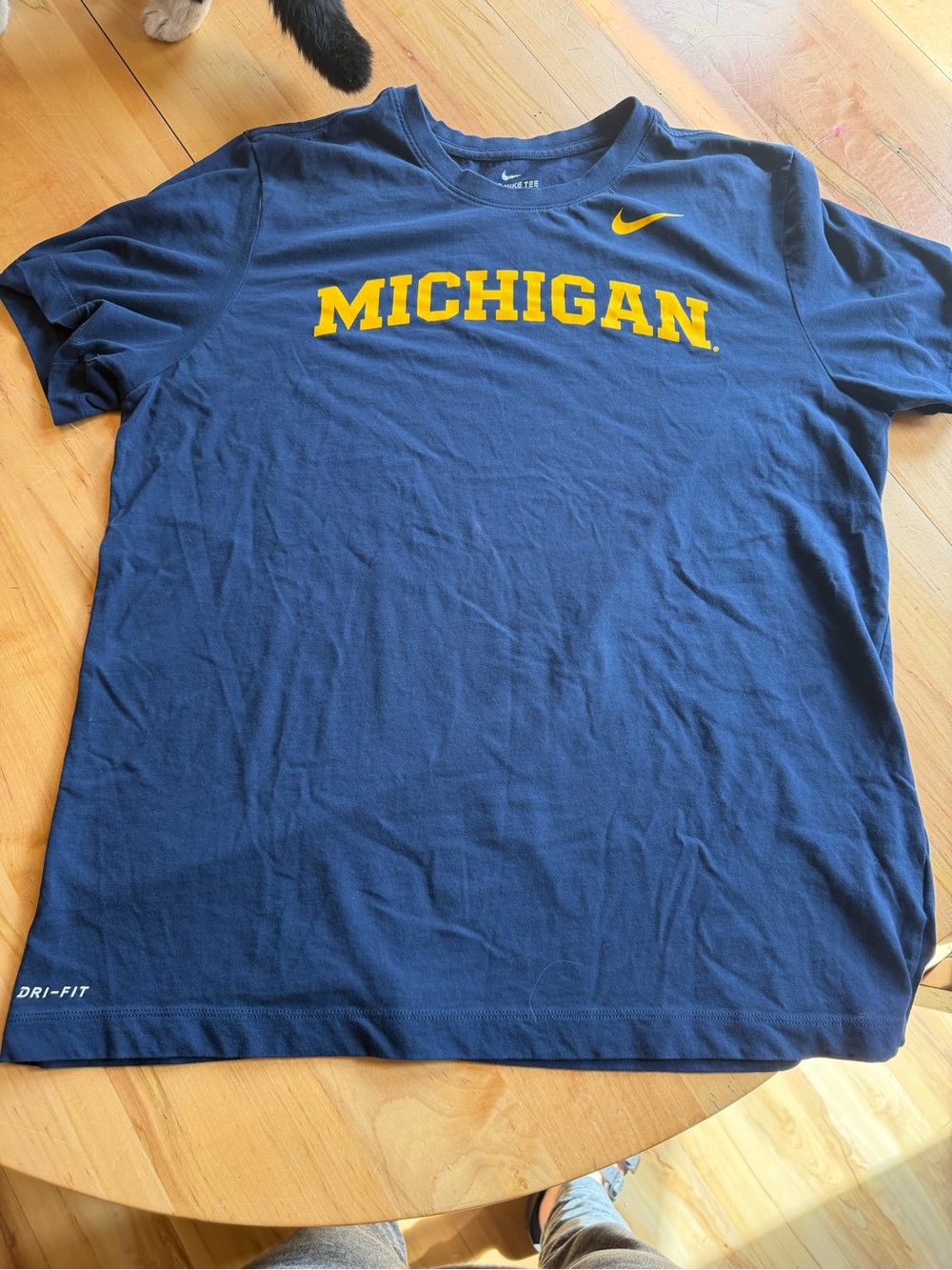 Nike Navy Blue T-Shirt with Maize Michigan Logo